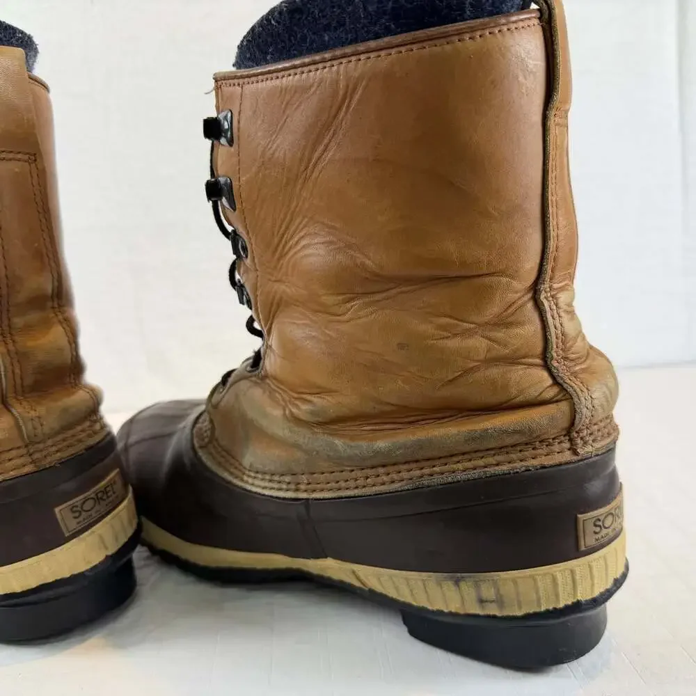 vintage Sorel Kaufman waterproof winter duck boots size 10 tan leather